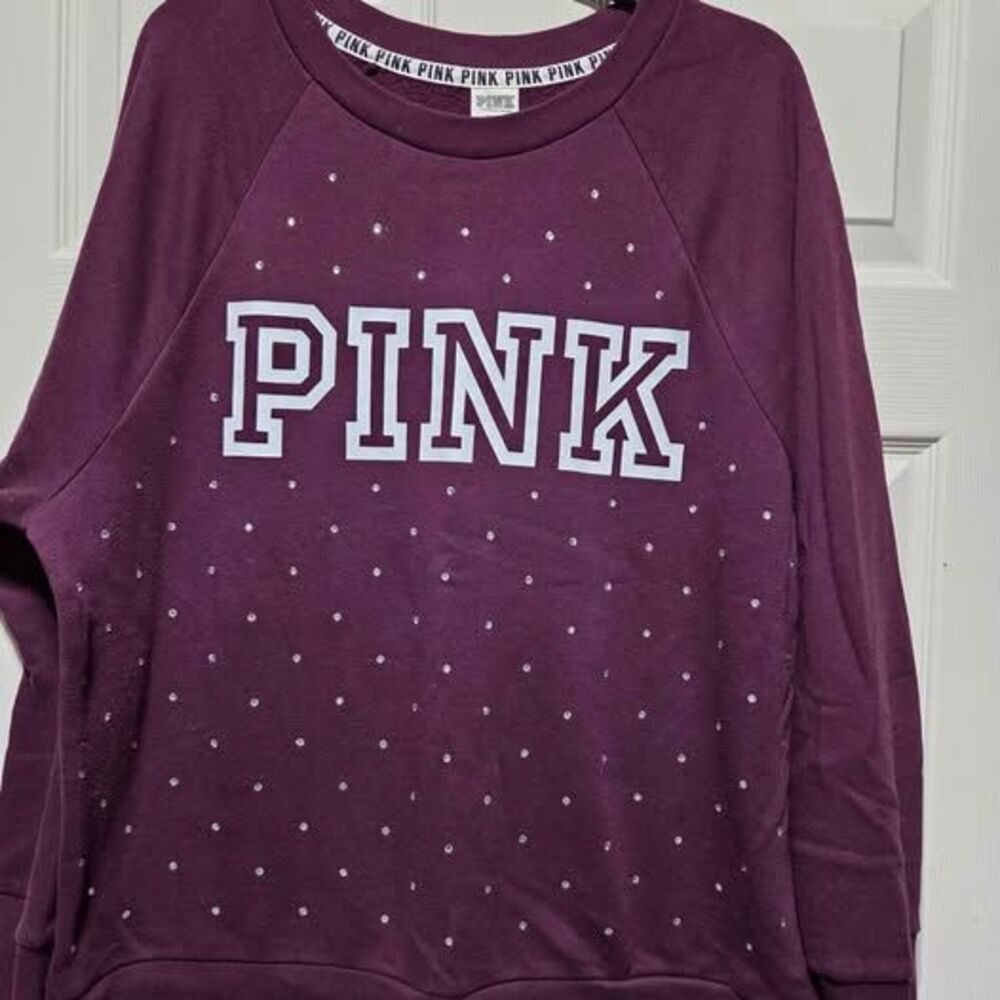 Victoria's Secret PINK Medium crewneck sweatshirt plum color with rhinestones